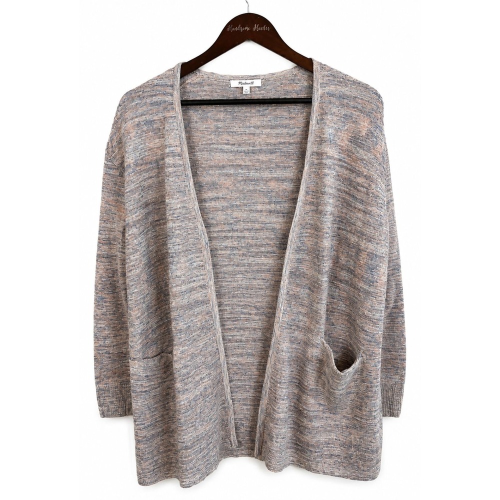 Madewell Marled Womens S Open Cardigan Sweater Gray Pink Knit Pockets Boho T3